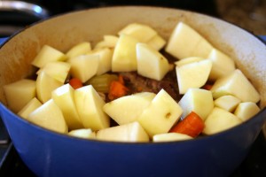 Garlicky Pot Roast Potatoes